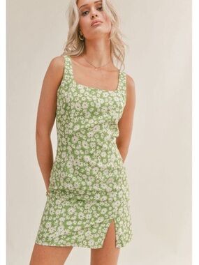 Anthropologie Sage The Label Green Garden Floral Mini Dress